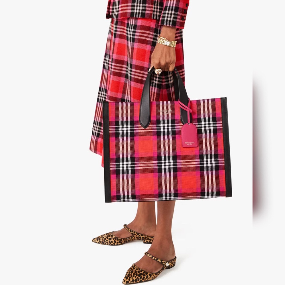 Like New - Kate Spade Manhattan Foliage Plaid Large Tote